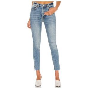 Free People Stella Skinny Jeans Women’s Size 28 Distressed High Rise Raw Hem